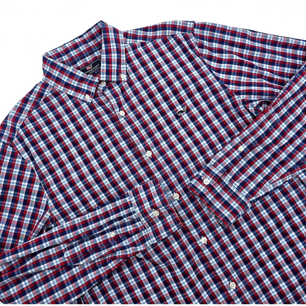 Vineyard Vines by‎ Shep & Ian Classic Fit Whale Shirt Red White Blue Size M